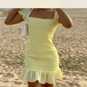 Elegant Yellow Ruffle Dress